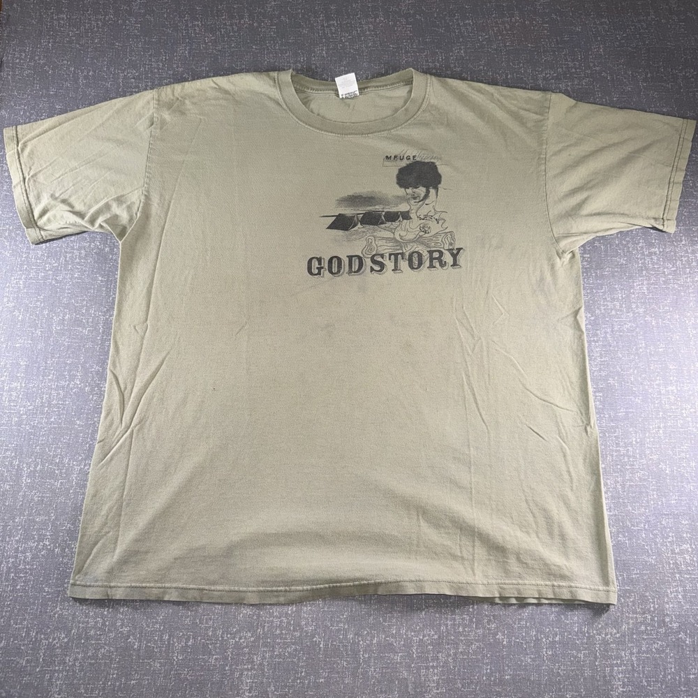 Anvil God Story Shirt Mens 2XL Green Christian MFUGE Camp Religious Graphic Tee